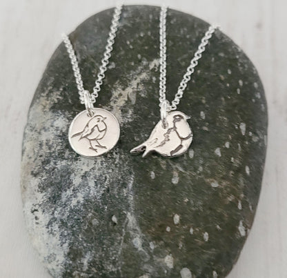 Sterling Silver Tiny Robin Bird Shaped Necklace