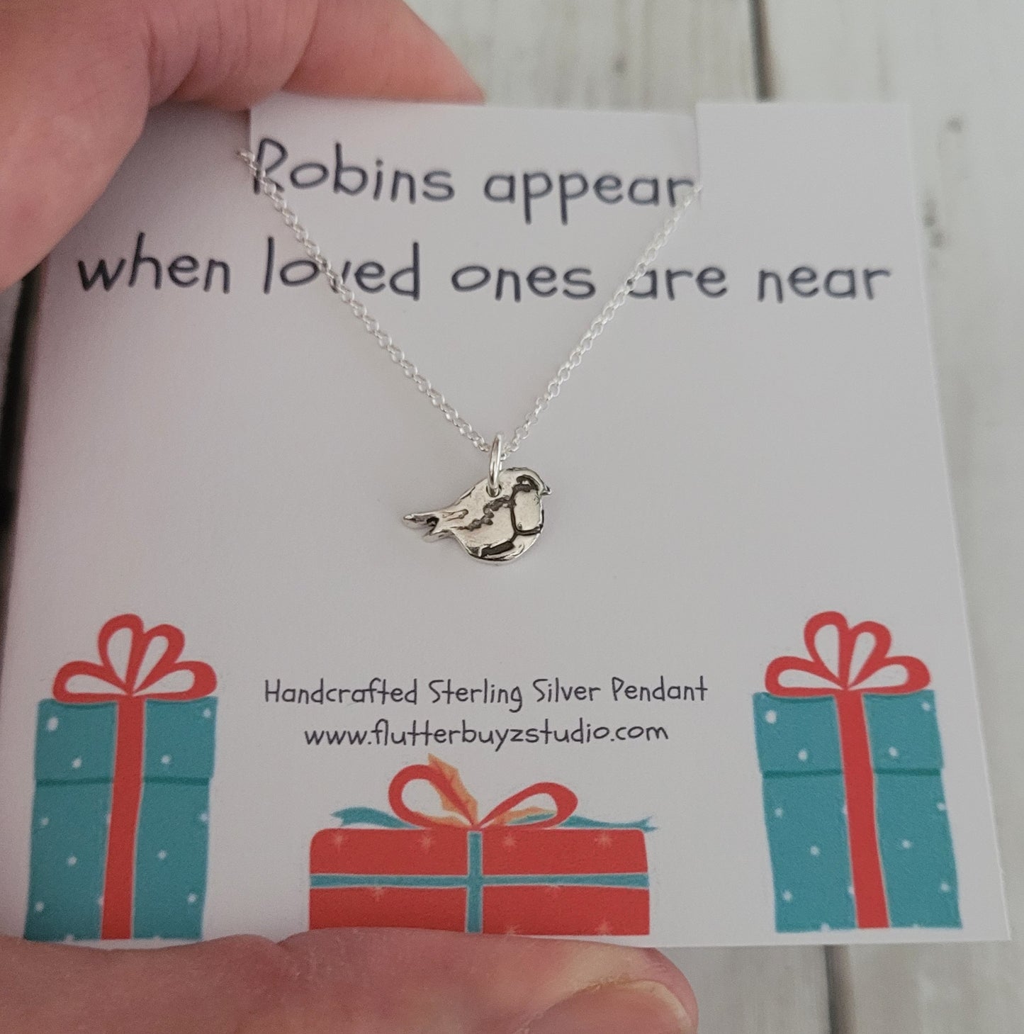 Sterling Silver Tiny Robin Bird Shaped Necklace
