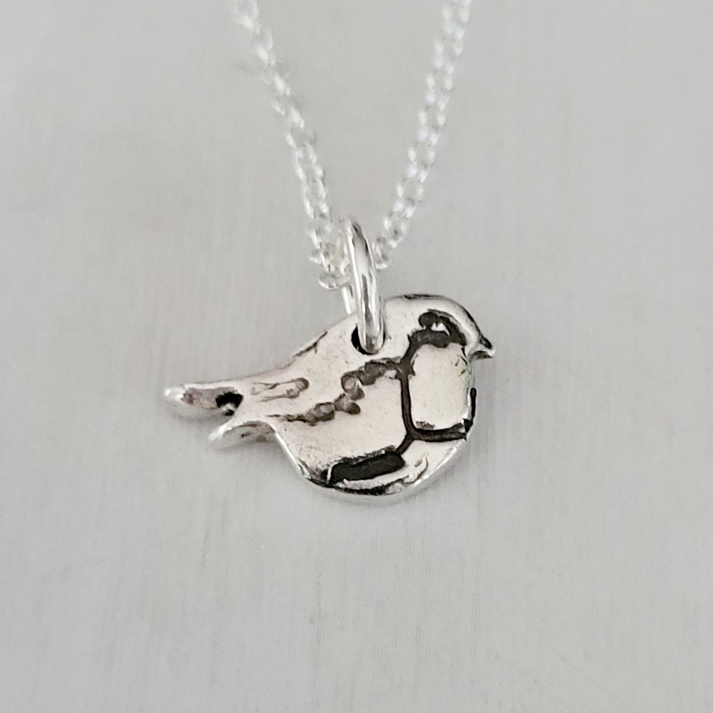 Sterling Silver Tiny Robin Bird Shaped Necklace