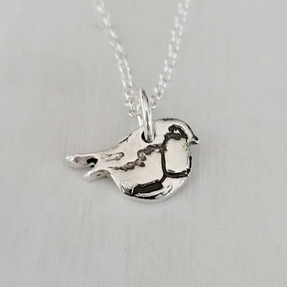 Sterling Silver Tiny Robin Bird Shaped Necklace