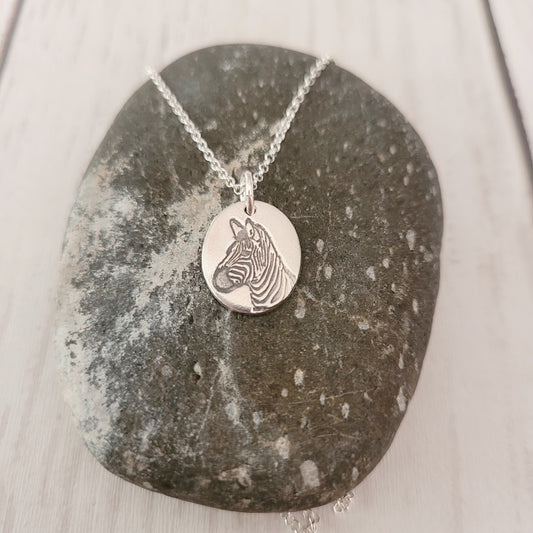 Sterling Silver Zebra Pendant Necklace