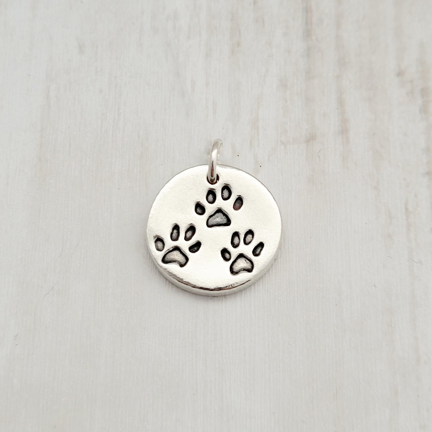 Custom Sterling Silver Paw Print Pendant Necklace
