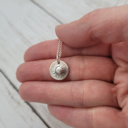 Sterling Silver Mini Real Daisy Pendant Necklace