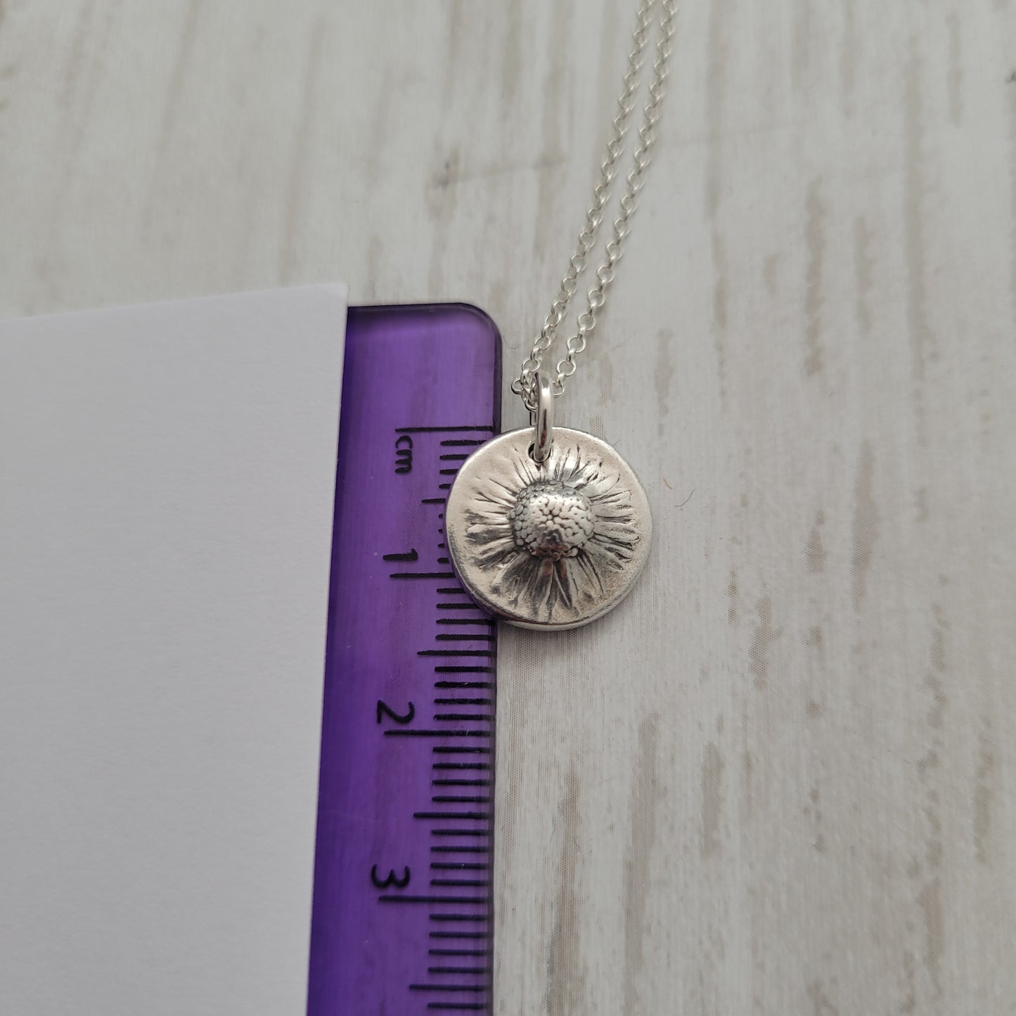 Sterling Silver Mini Real Daisy Pendant Necklace