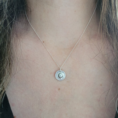 Sterling Silver Mini Real Daisy Pendant Necklace