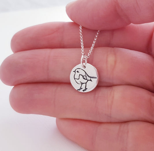 Sterling Silver Mini 1.3cm Robin Necklace