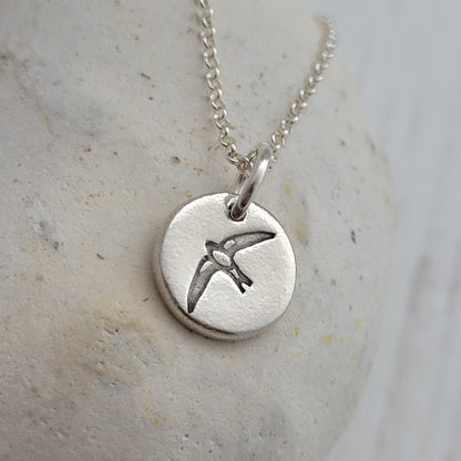 Sterling Silver Tiny 1cm Swallow Bird Necklace
