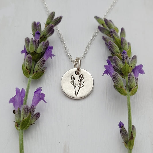 Sterling Silver Tiny 1cm Lavender Necklace