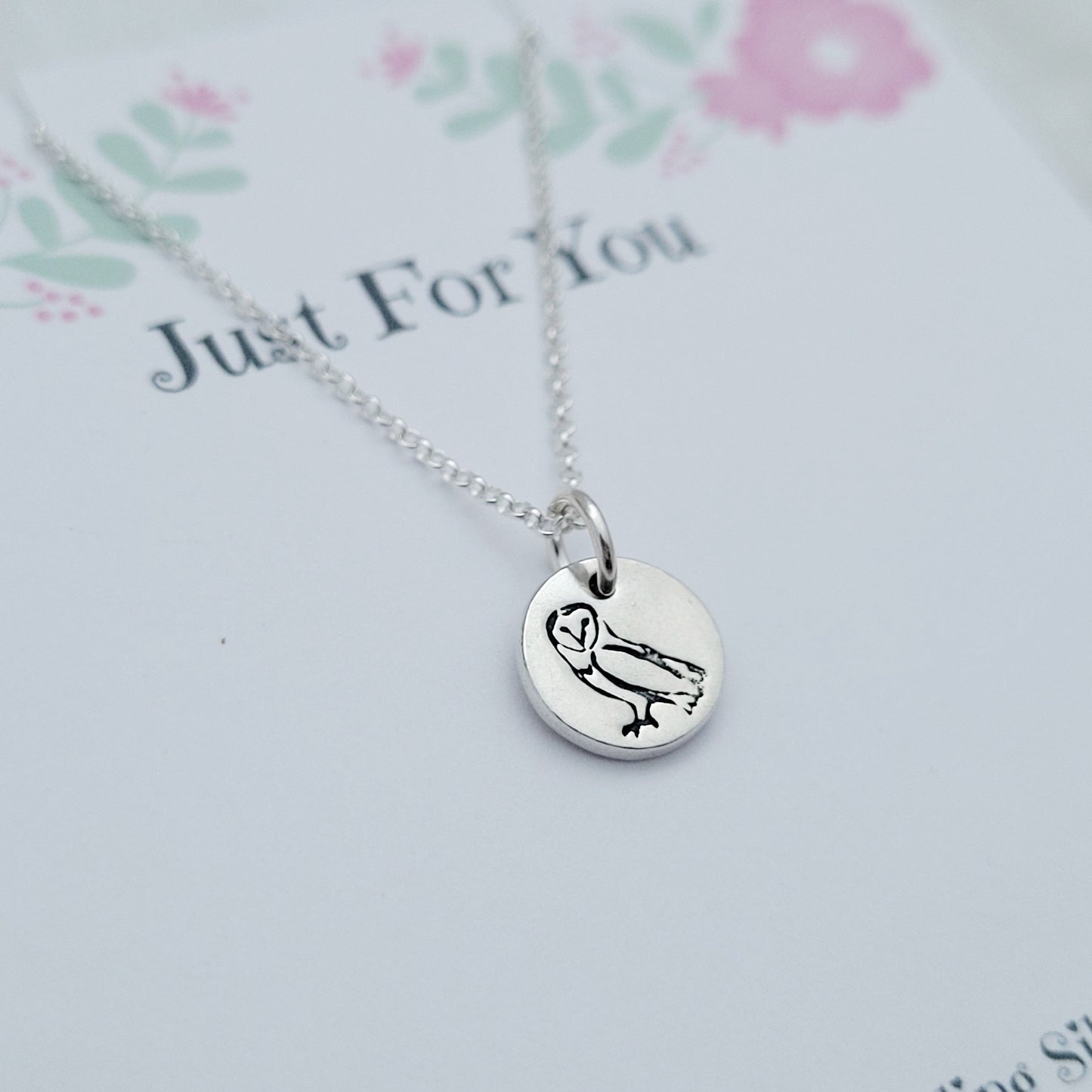 Sterling Silver Tiny 1cm Owl Bird Necklace