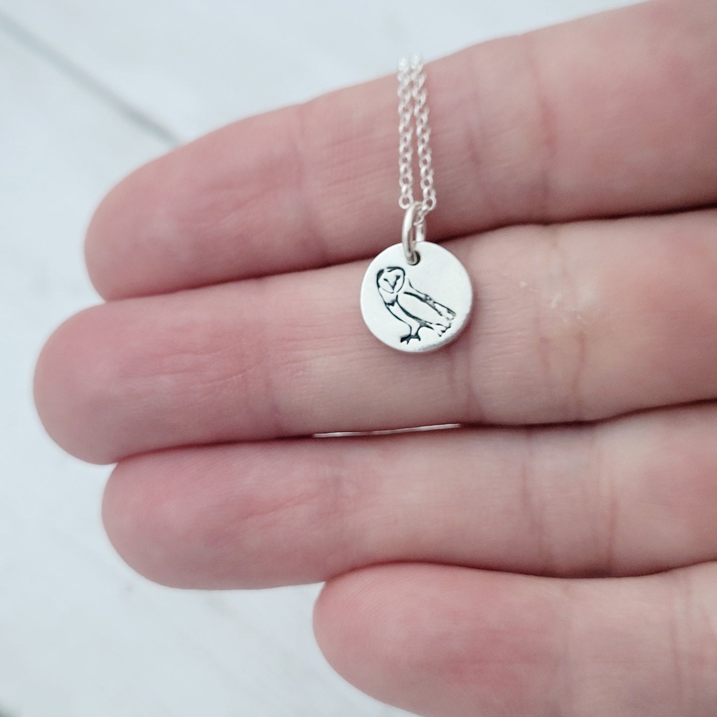 Sterling Silver Tiny 1cm Owl Bird Necklace