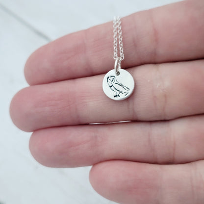 Sterling Silver Tiny 1cm Owl Bird Necklace