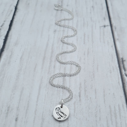 Sterling Silver Tiny 1cm Owl Bird Necklace