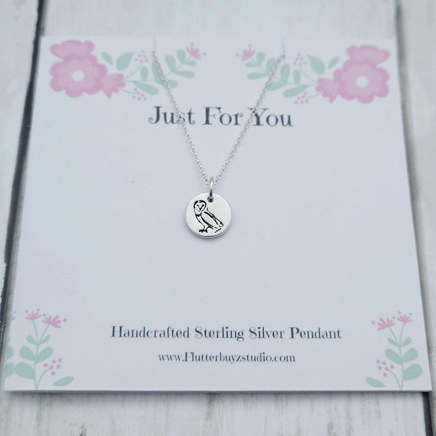 Sterling Silver Tiny 1cm Owl Bird Necklace