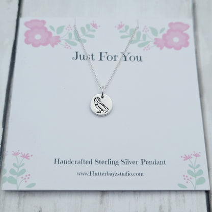 Sterling Silver Tiny 1cm Owl Bird Necklace