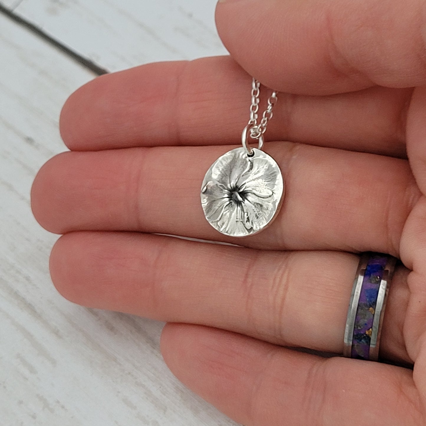 Sterling Silver Sweet William Flower Botanical Pendant Necklace