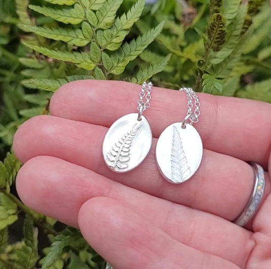 Sterling Silver Fern Botanical Pendant Necklace