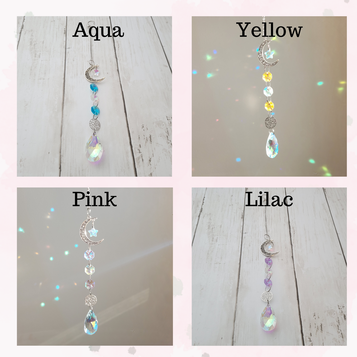 Moon and Star hanging crystal Suncatcher Flutterbuyzstudio