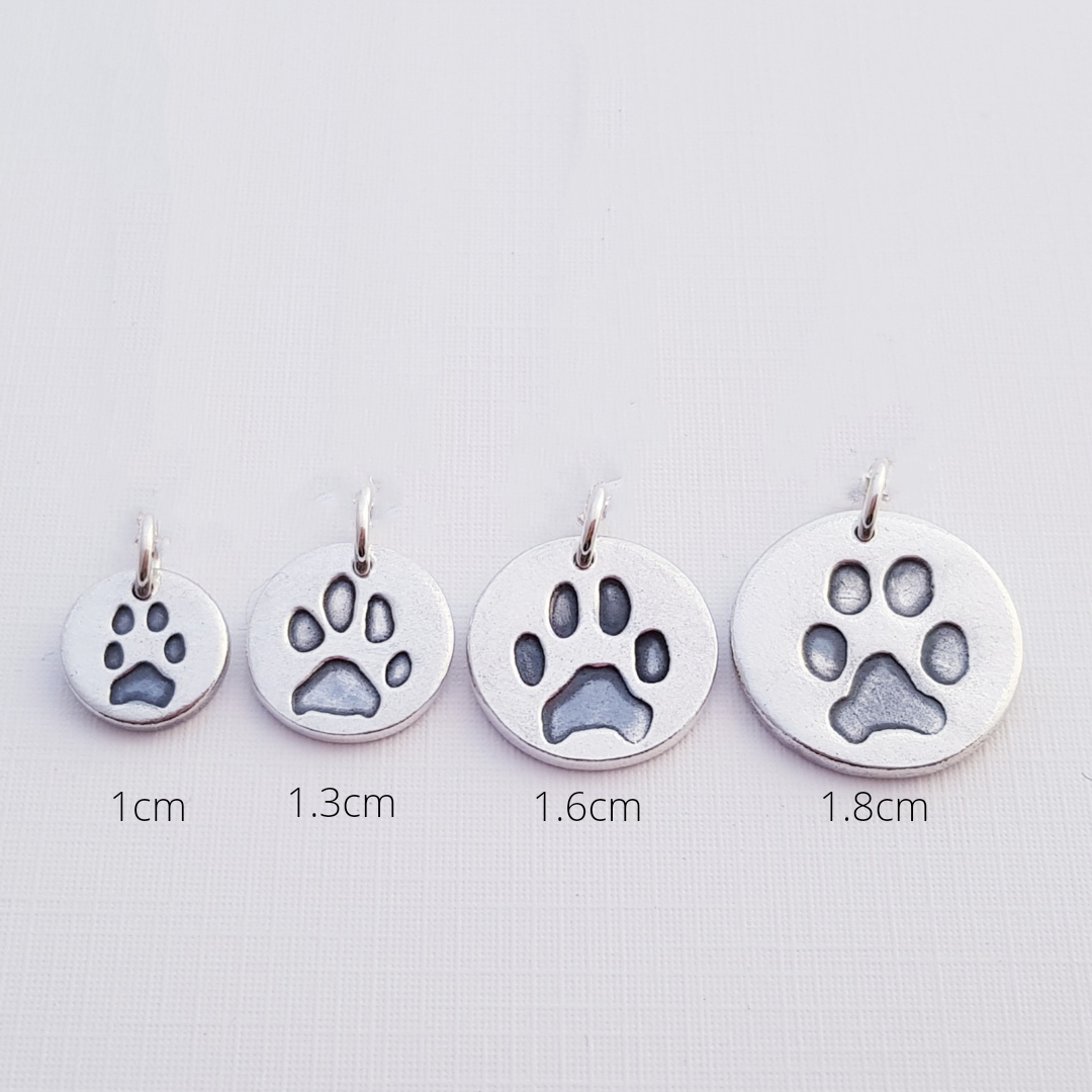 Custom Sterling Silver Paw Print Pendant Necklace