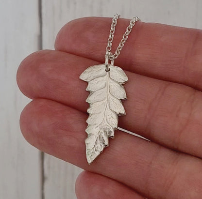Sterling Silver Fern Leaf Botanical Pendant Necklace