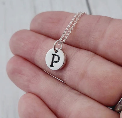 Sterling Silver Initial Monogram round Pendant Necklace