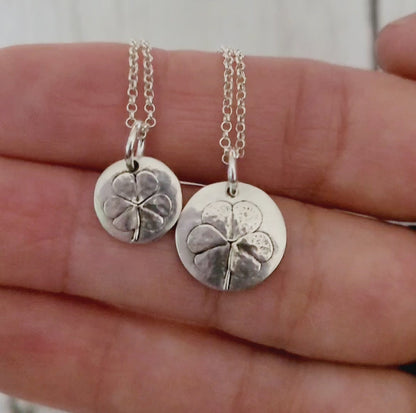 Sterling Silver Embossed Shamrock Leaf Necklace