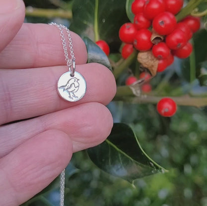 Sterling Silver Tiny 1cm Robin Bird Necklace