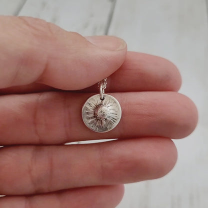 Sterling Silver Mini Real Daisy Pendant Necklace