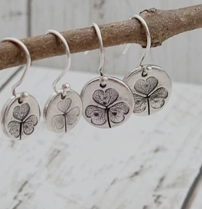 Sterling Silver Shamrock Leaf Earrings