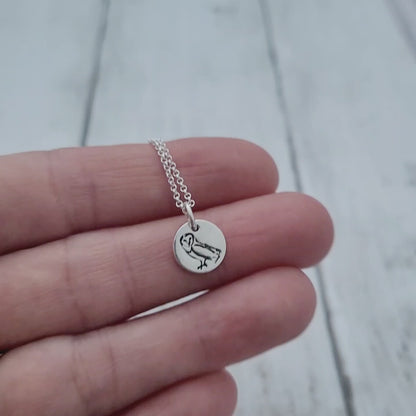 Sterling Silver Tiny 1cm Owl Bird Necklace