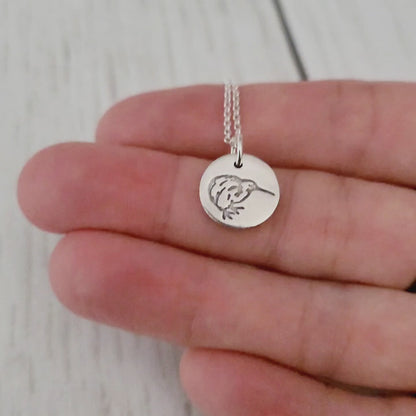 Sterling Silver Kiwi Bird Pendant Necklace