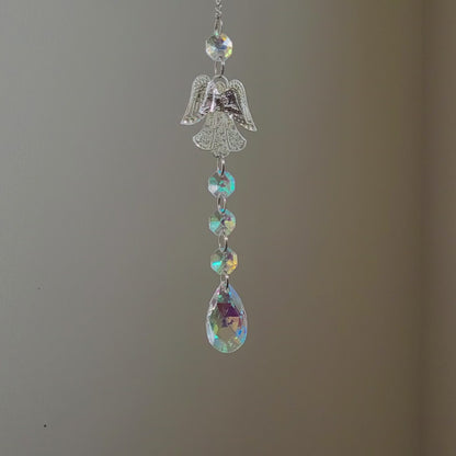 Clear Christmas Angel hanging crystal Suncatcher