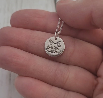 Sterling Silver Fox Face Pendant Necklace