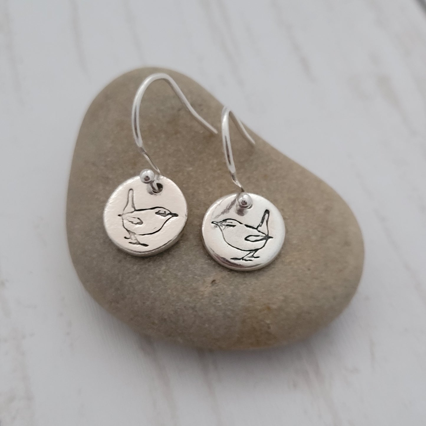 Sterling Silver Wren Drop Earrings