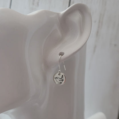 Sterling Silver Wren Drop Earrings