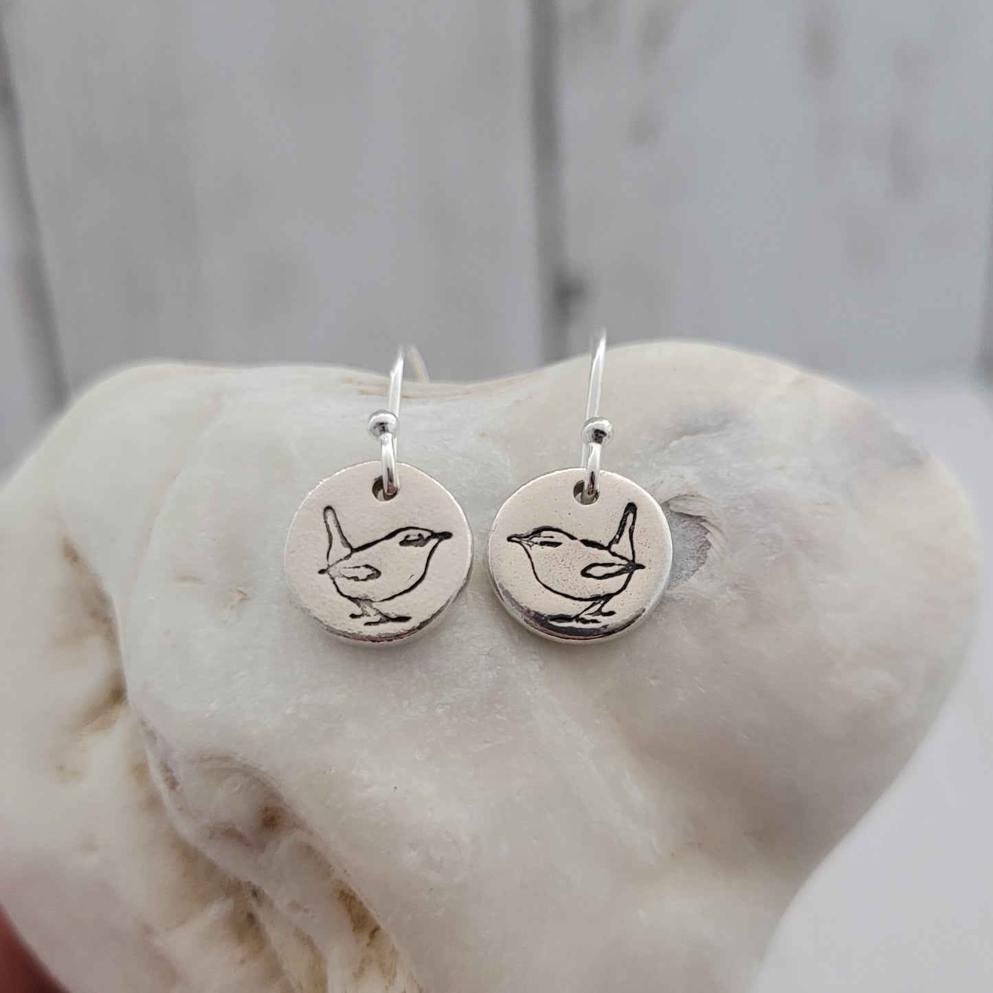 Sterling Silver Wren Drop Earrings
