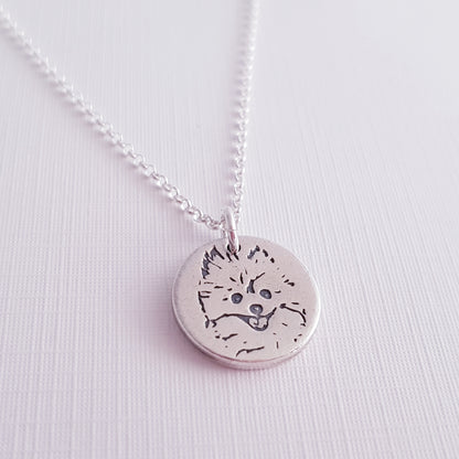 round cute dog face pendant side view