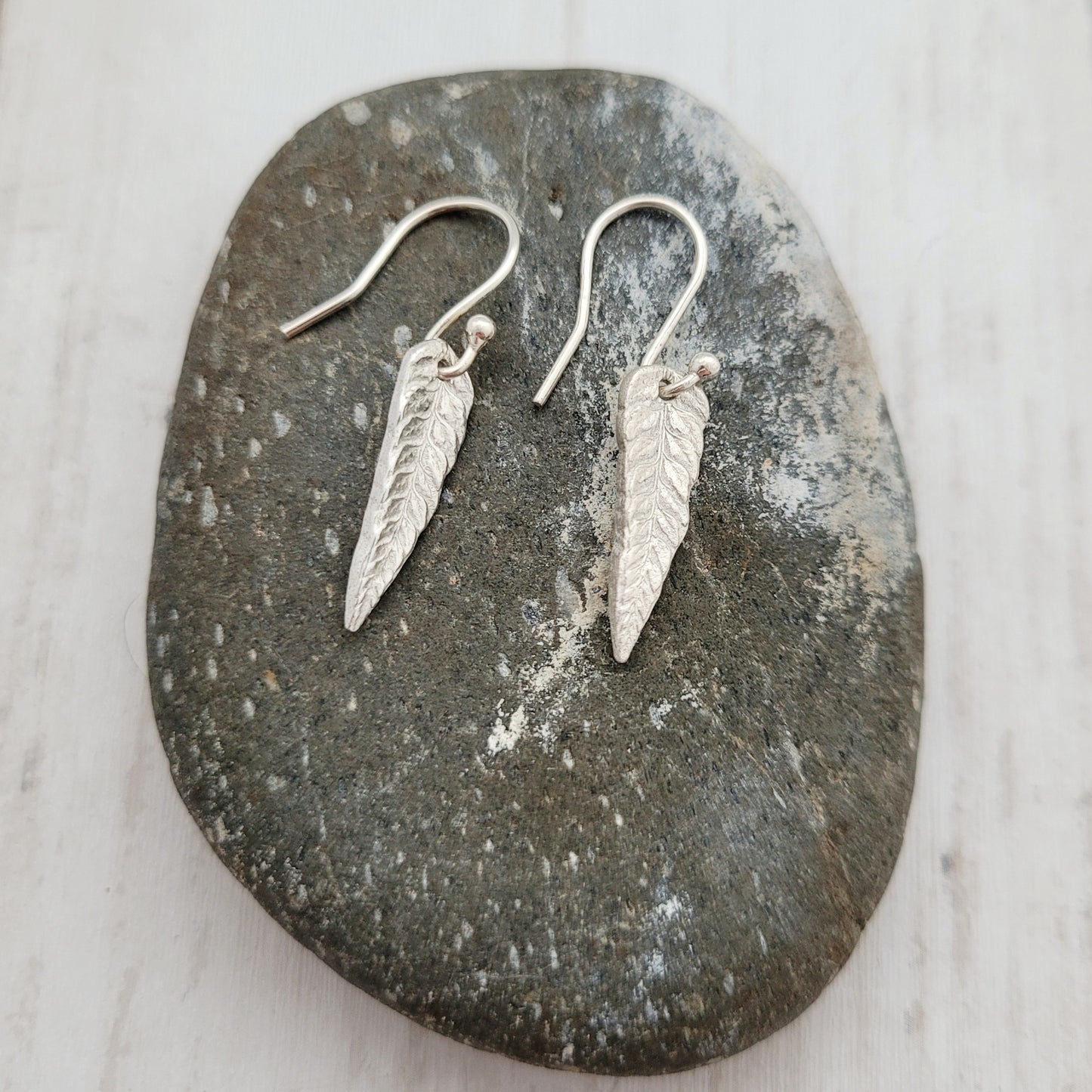 Sterling Silver Fern Leaf Botanical Drop Earrings