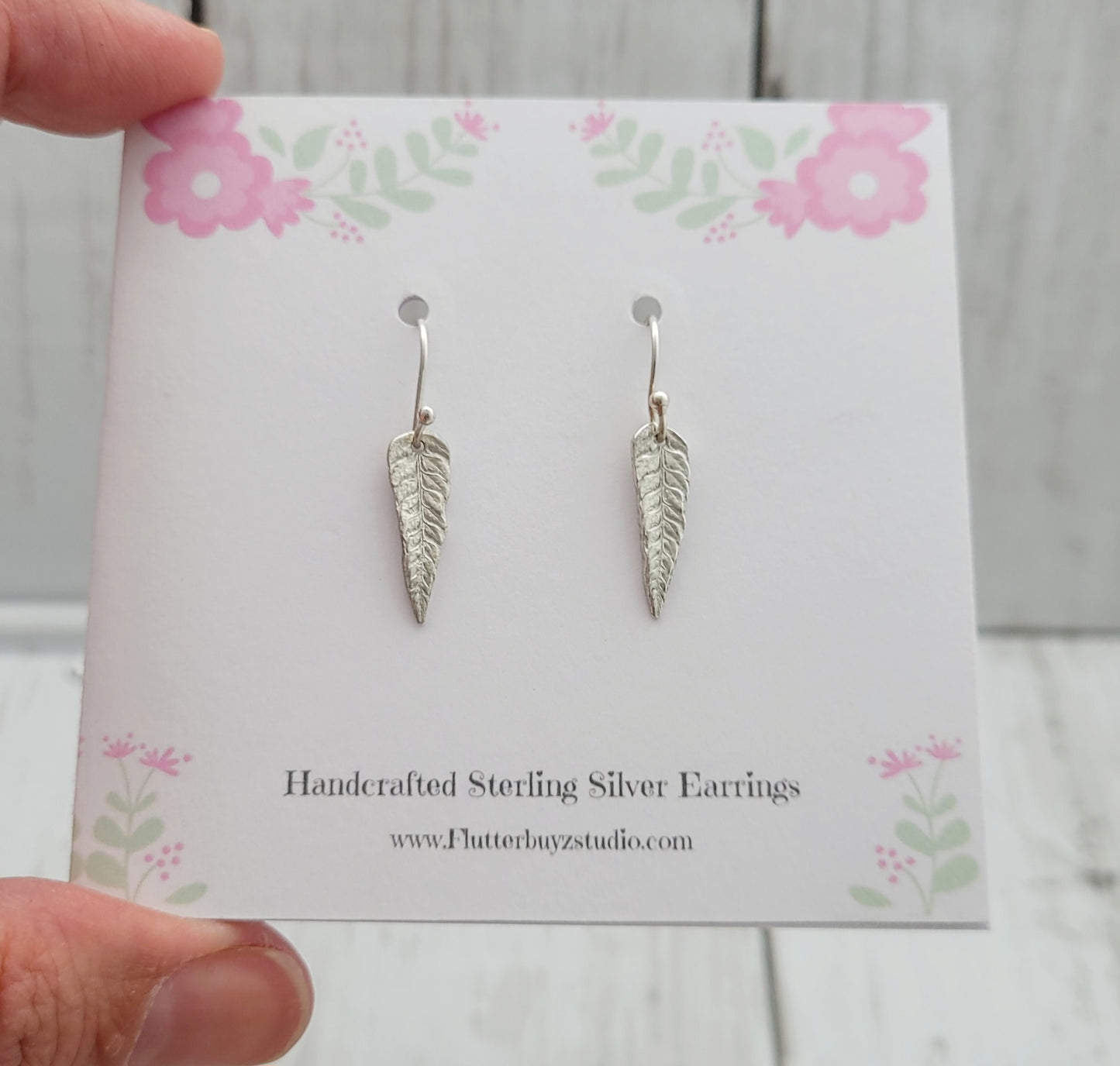 Sterling Silver Fern Leaf Botanical Drop Earrings