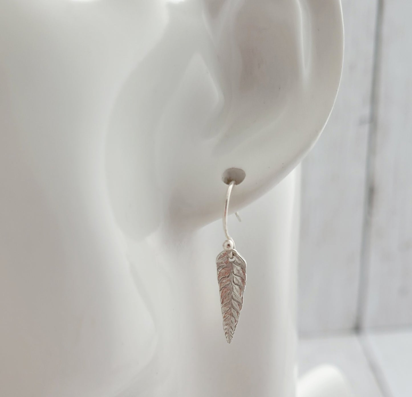 Sterling Silver Fern Leaf Botanical Drop Earrings