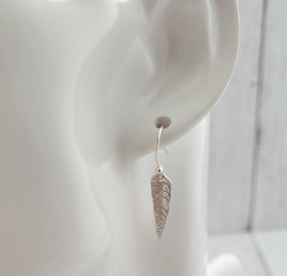 Sterling Silver Fern Leaf Botanical Drop Earrings