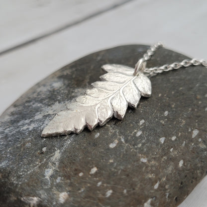 Sterling Silver Fern Leaf Botanical Pendant Necklace
