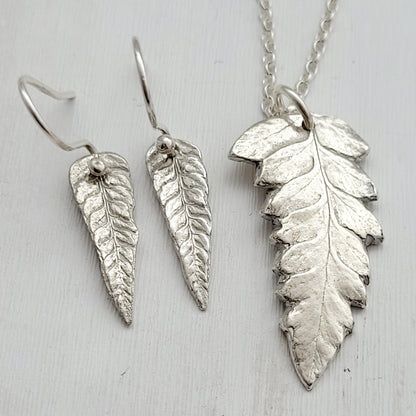 Sterling Silver Fern Leaf Botanical Pendant Necklace