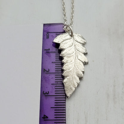 Sterling Silver Fern Leaf Botanical Pendant Necklace