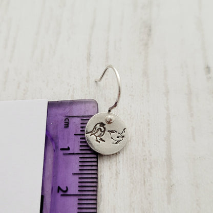 Sterling Silver Robin & Wren Drop Earrings
