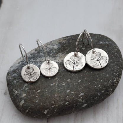 Sterling Silver Shamrock Leaf Earrings