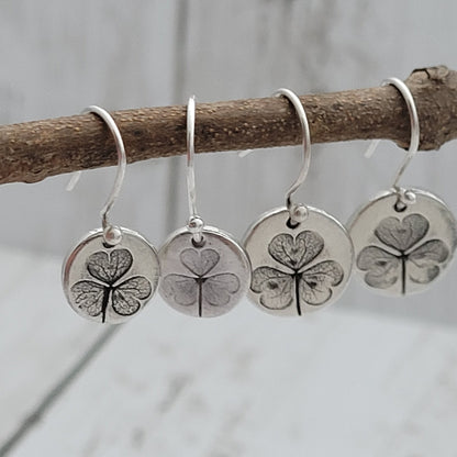 Sterling Silver Shamrock Leaf Earrings
