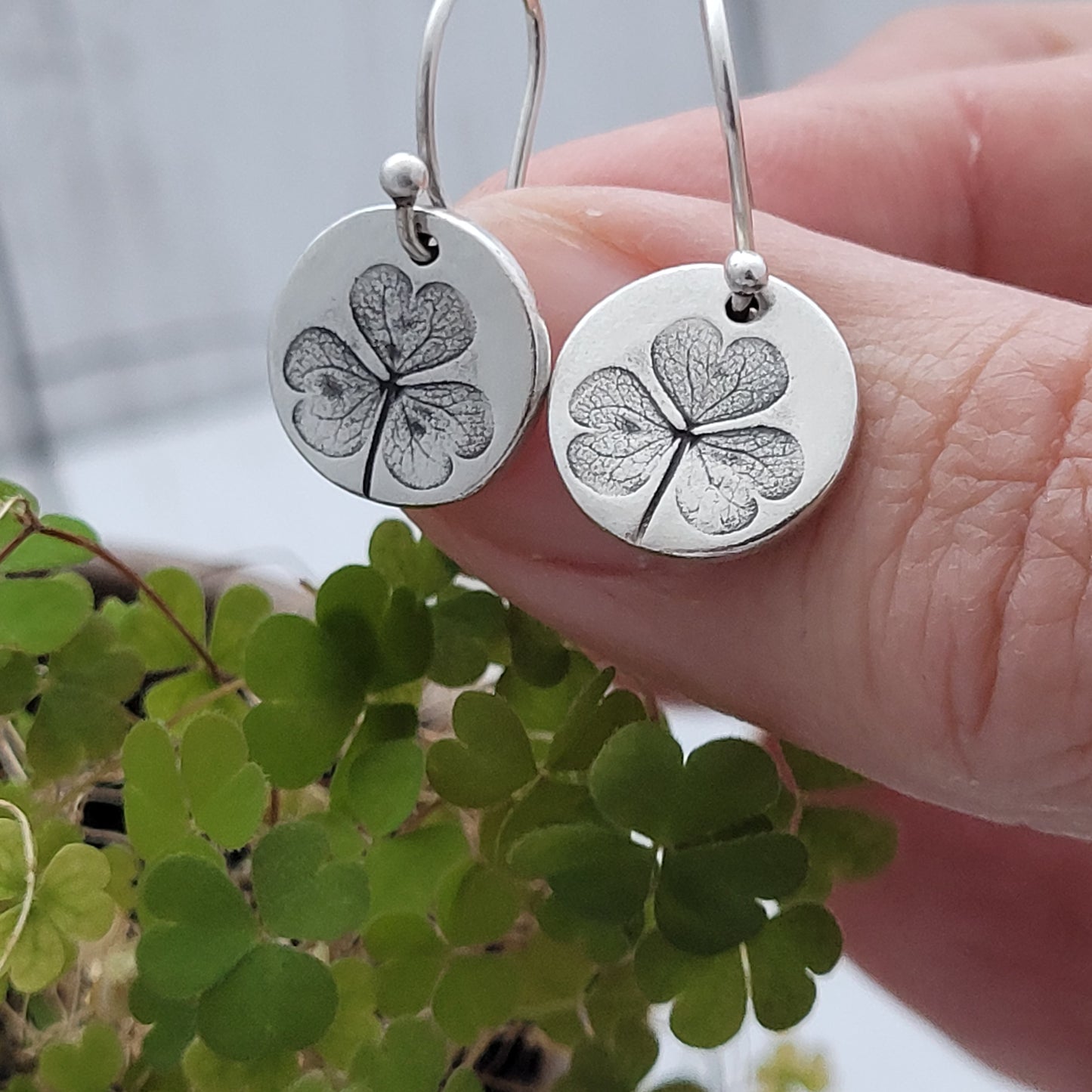 Sterling Silver Shamrock Leaf Earrings