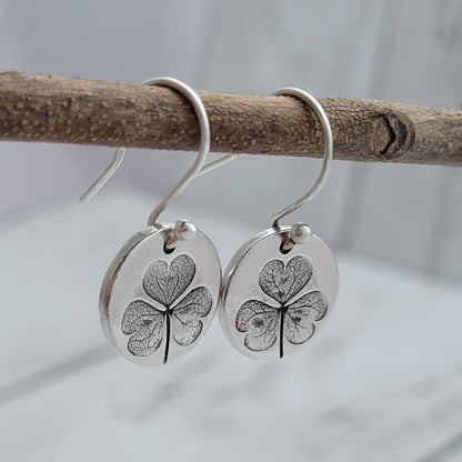 Sterling Silver Shamrock Leaf Earrings
