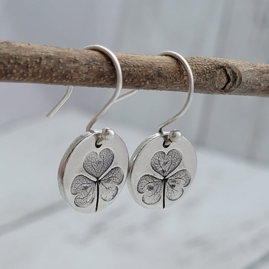 Sterling Silver Shamrock Leaf Earrings