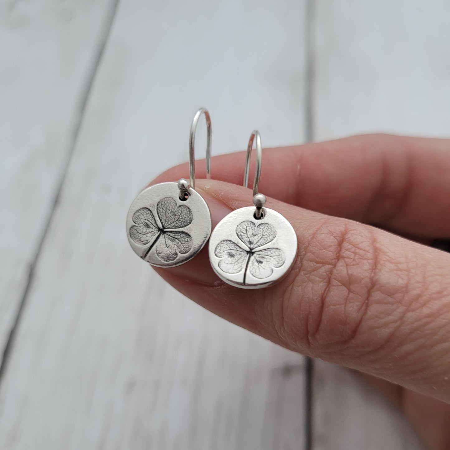 Sterling Silver Shamrock Leaf Earrings